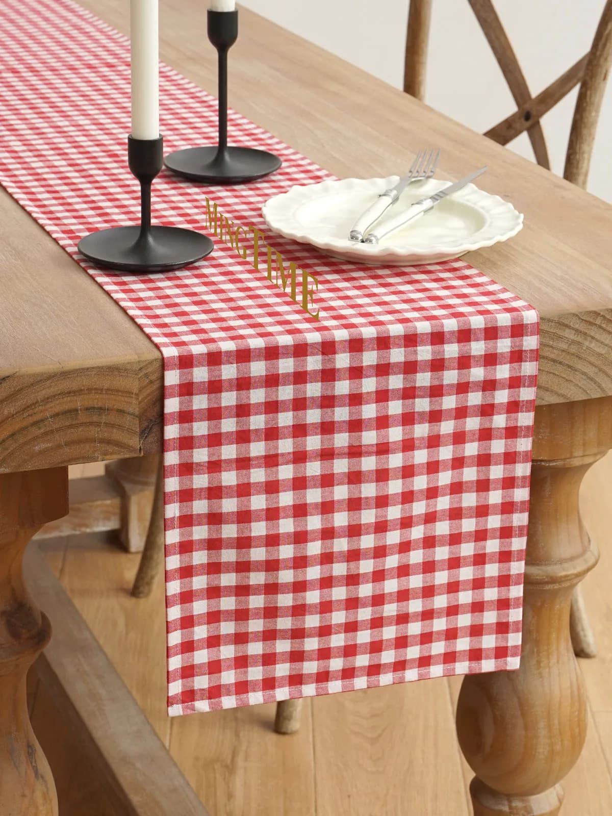 Chemin de table en coton à carreaux gingham, nappes rustiques à carreaux lavables pour cuisine de fe