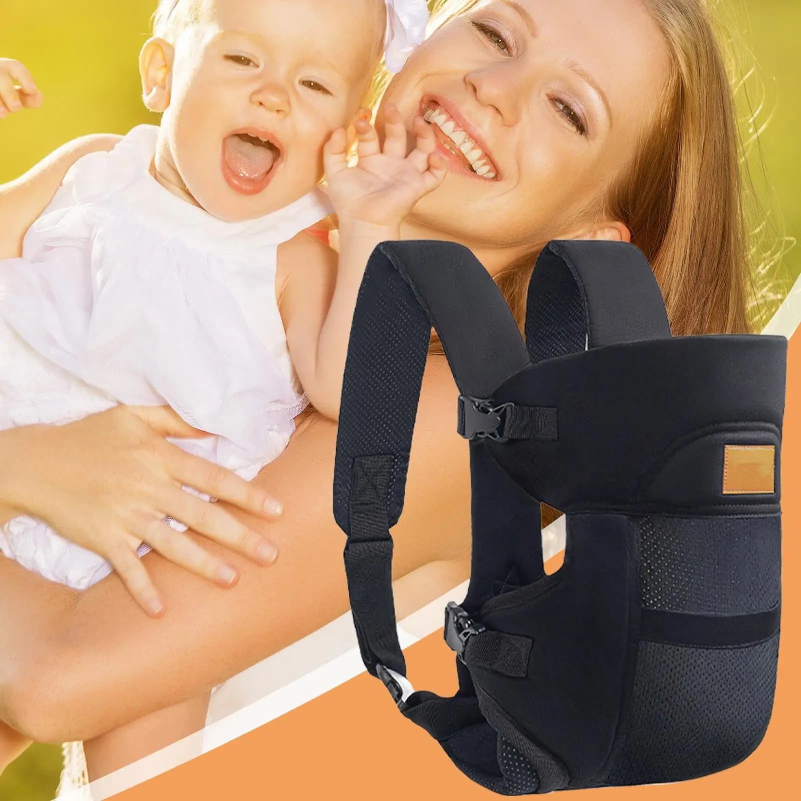 Porte-bébé de poitrine léger, ergonomique, respirant, sac à bandoulière horizontal, Support de tête