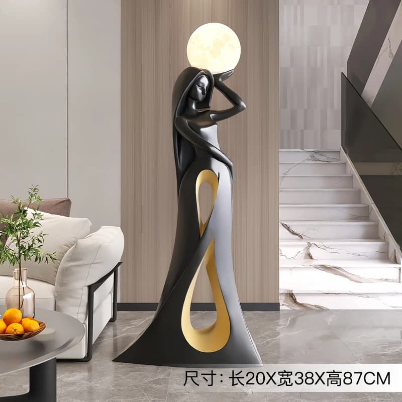 Statue de luxe pour dames, décoration d'intérieur moderne, lumière douce, grand canapé au sol, meubl