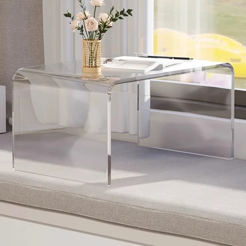  Table centrale en acrylique polyvalente, Table basse industrielle transparente avec cadre en métal