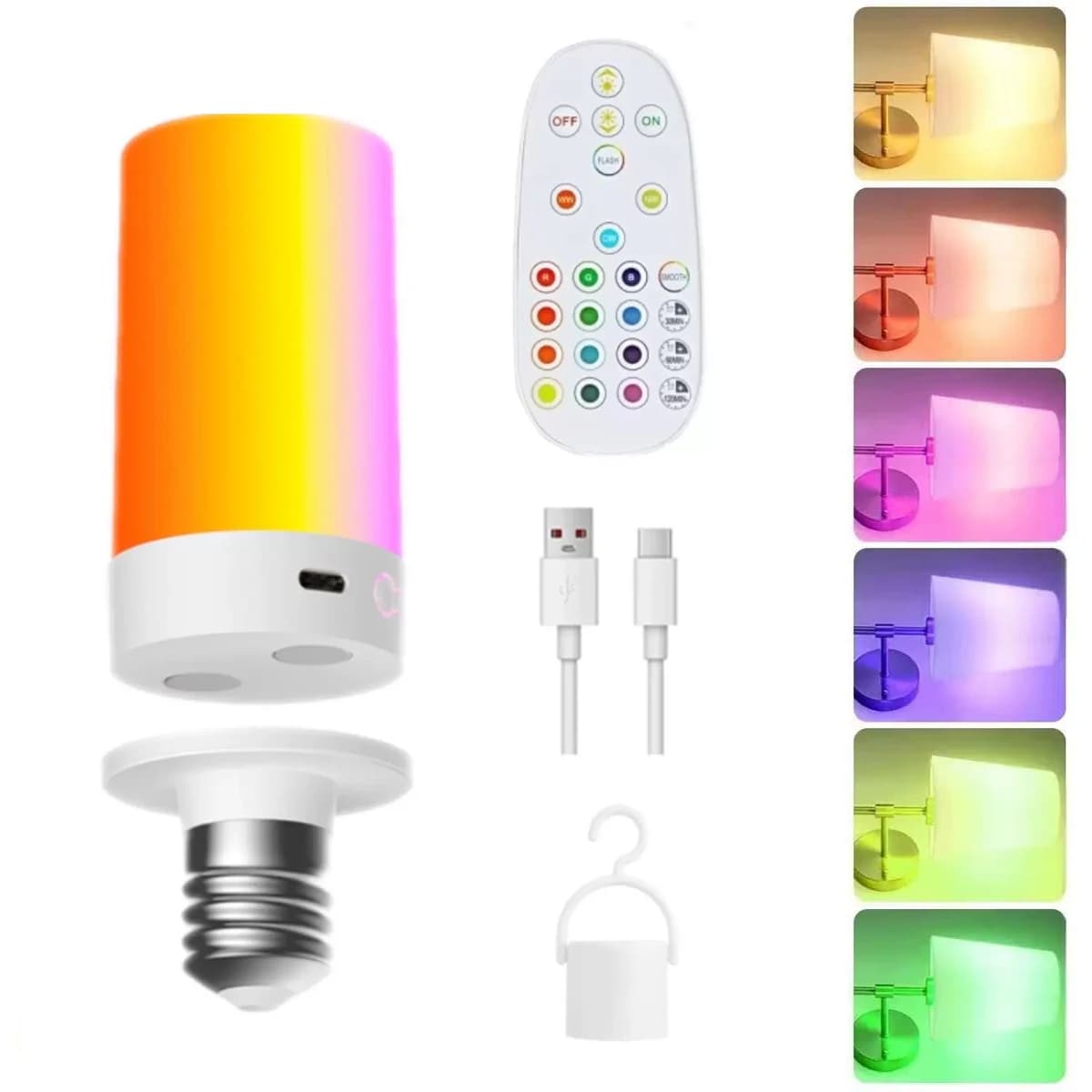 Ampoule rechargeable magnétique USB, 360 ° Applique murale cylindrique Full Glow, applique murale
