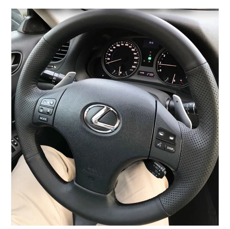 Housse tressée antidérapante en cuir microfibre noir pour volant de voiture, accessoires pour Lexus