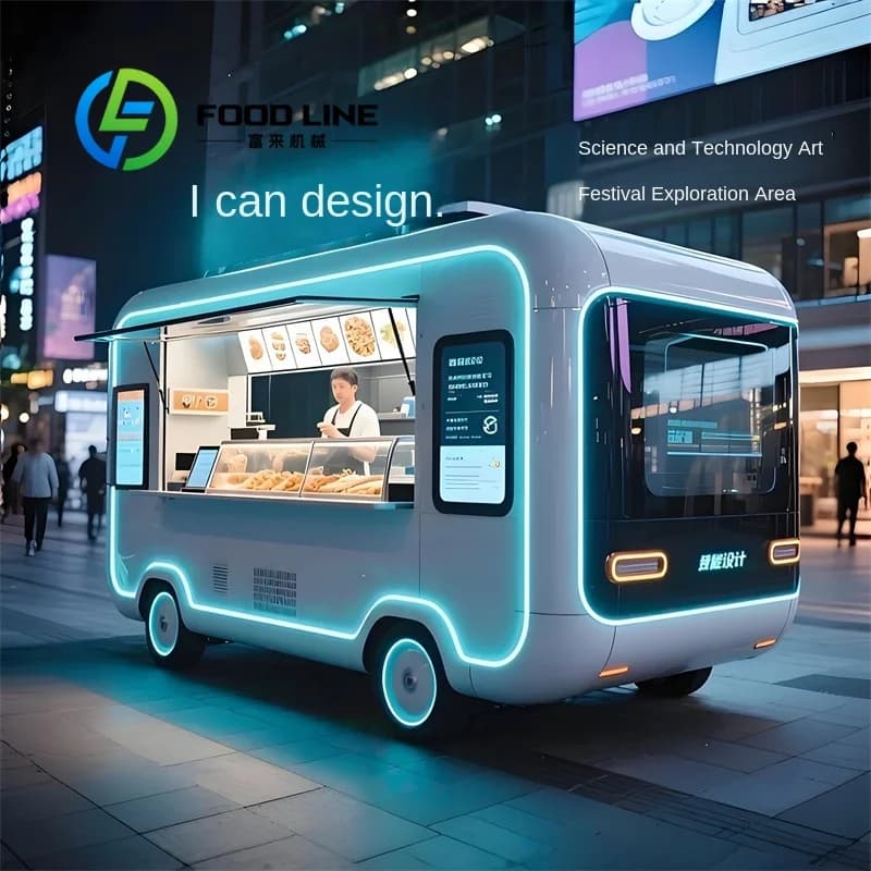 Grand kiosque de loisirs mobile en acier inoxydable, voiture-restaurant de collation gastronomique a