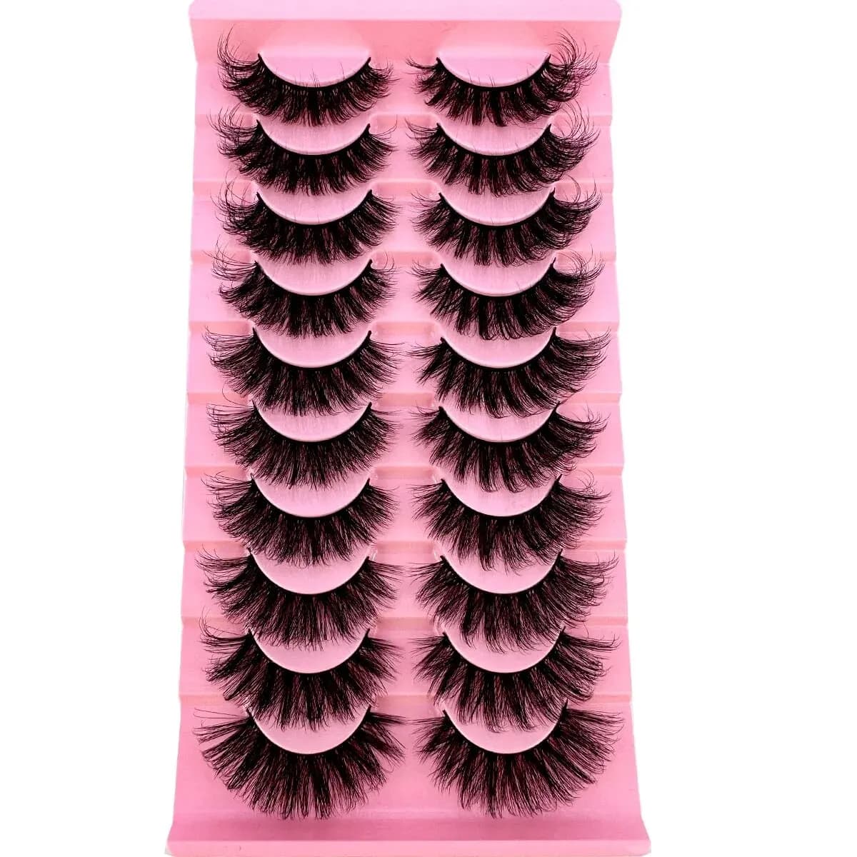 Faux-Cils en Faux Vison 8D Effet Oeil de Chat, Pack de Cils Volumineux, Touffus, Dramatique, Longs,