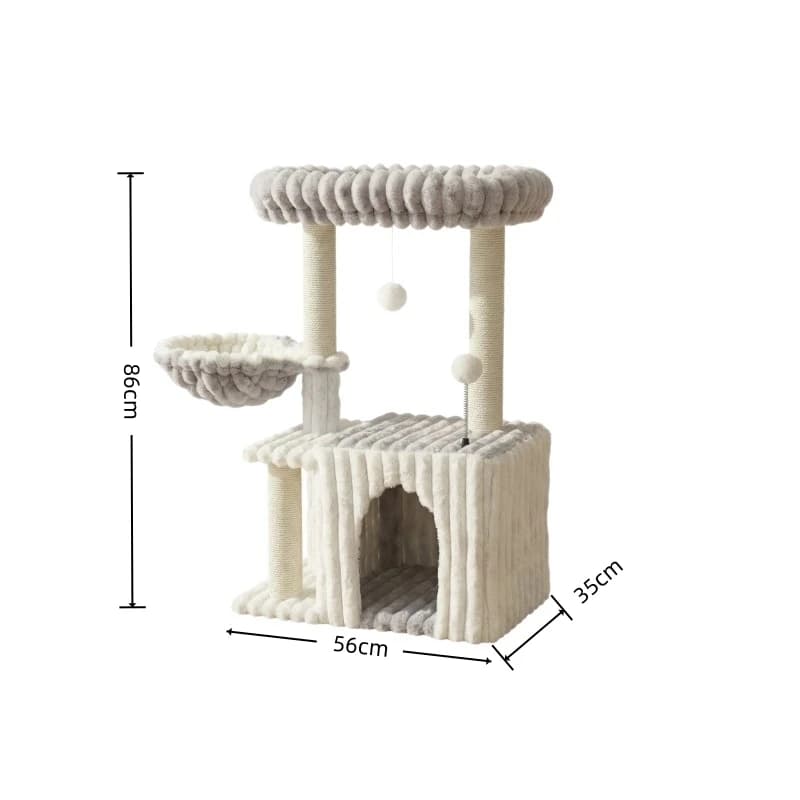 Arbre à chat multifonctionnel d'intérieur avec lit pour chat, plateforme de saut pour chat et poteau