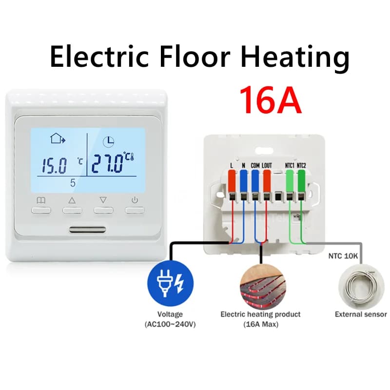 Thermostat Programmable WiFi pour sol, 220V, 16a, électrique, pour la maison, chauffage au sol, régu