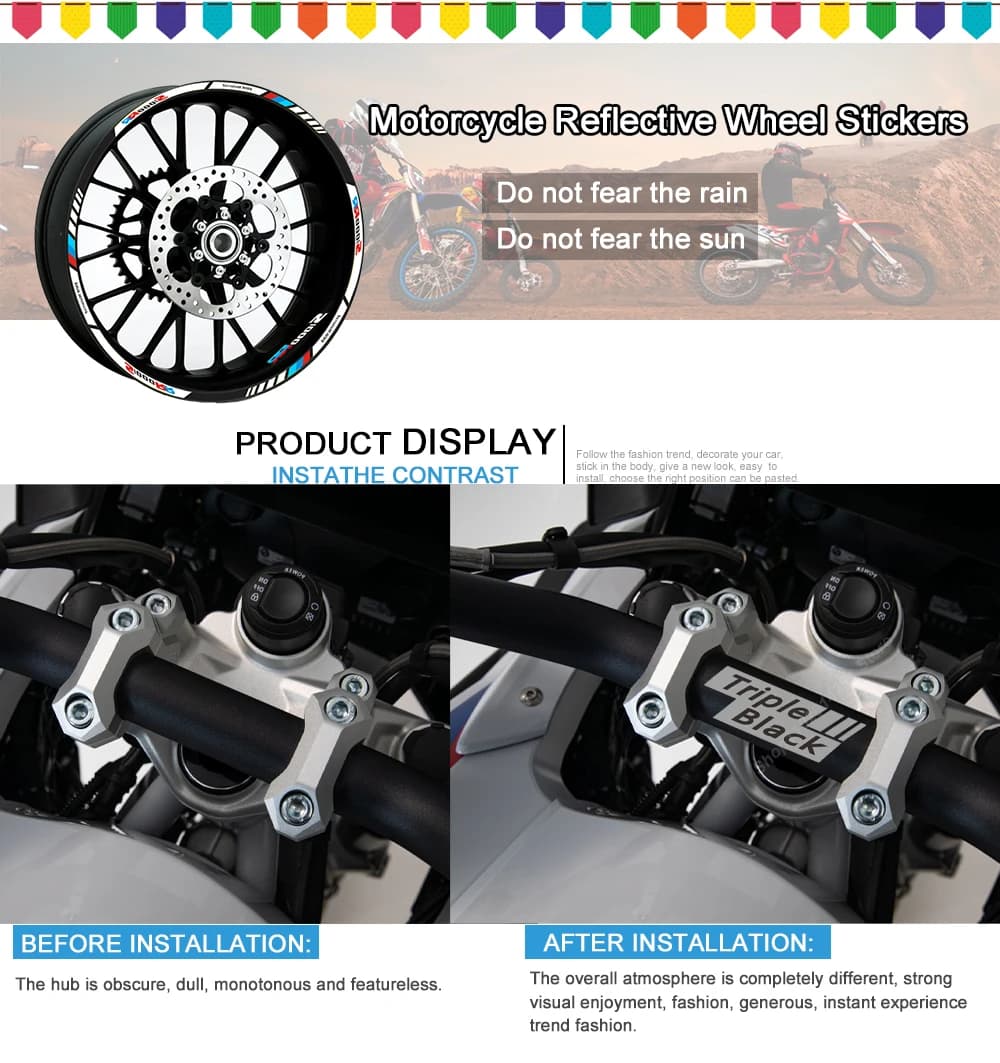 Autocollants réfléchissants pour moto, pour BMW R1200GS Adventure Triple Black R1250GS R1250 GS1200