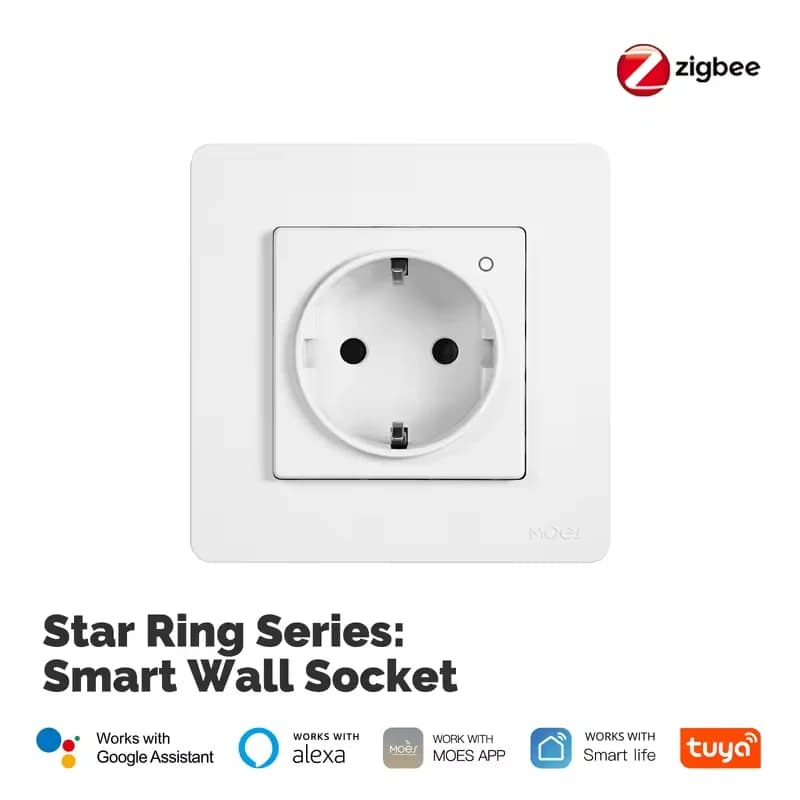 Prise intelligente MOES Tuya ZigBee EU, prise murale encastrée, moniteur d'énergie, indicateur, comm