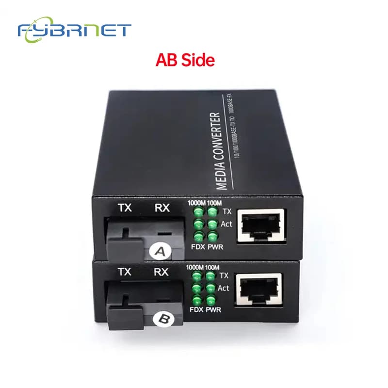 Convertisseur de média optique Gigabit 10/100/1000M 1 fibre 1 RJ45 20KM SC Monomode Simplex avec ada