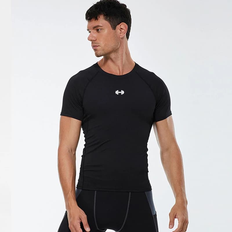 T-shirt de Compression pour hommes, vêtements de Sport d'été, T-shirt de course, élastique, séchage