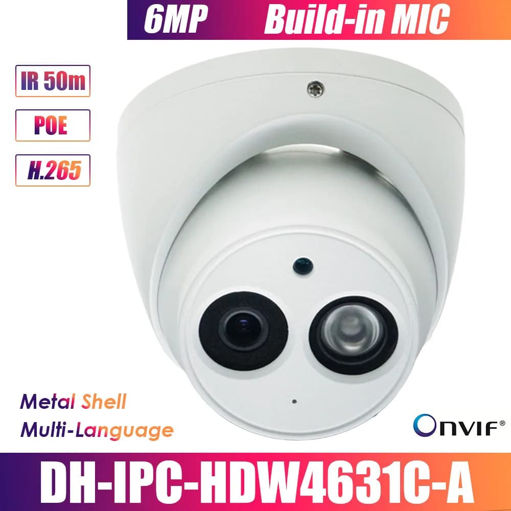 Dahua Version multilingue IPC-HDW4631C-A 6MP réseau caméra IP POE CCTV sécurité micro intégré 30M 50