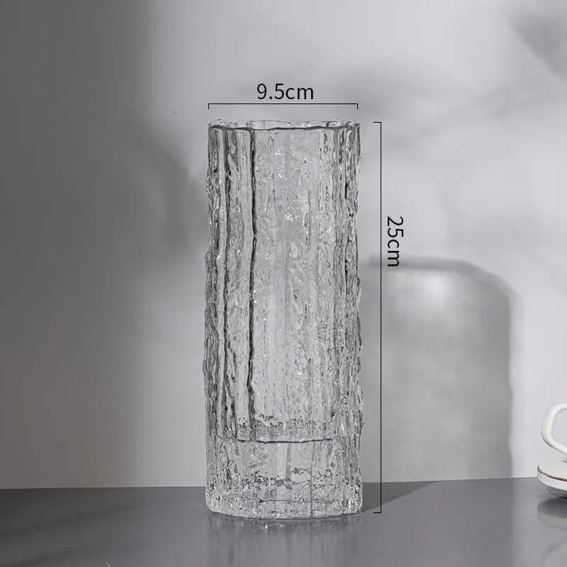 Vase en verre transparent pour décoration de table à manger, vase à fleurs glacier, bouteille de fle
