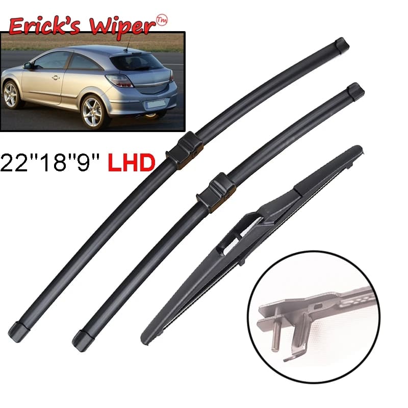 Erick's Wiper LHD Jeu de balais d'essuie-glace avant et arrière pour Opel Astra H GTC 3 portes 2004