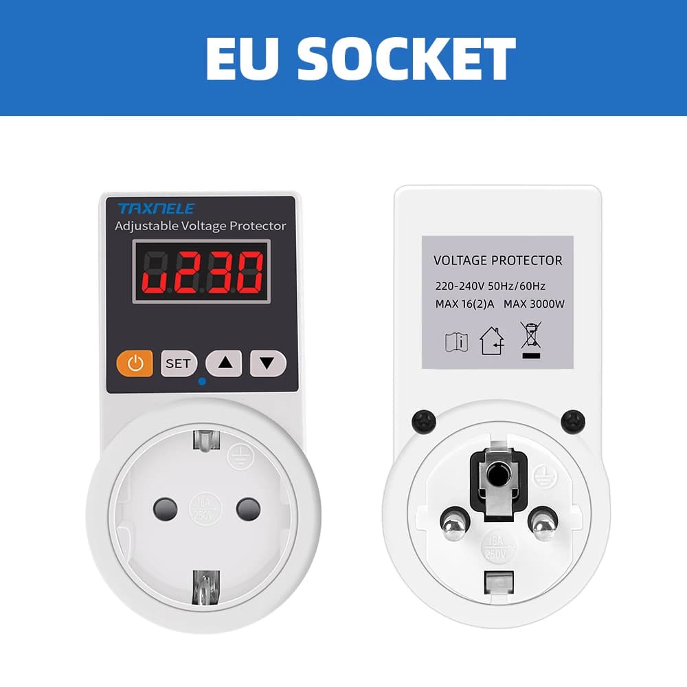 Protecteur de tension automatique, prise AC 220V réglable 16A, protection contre les surtensions, pr
