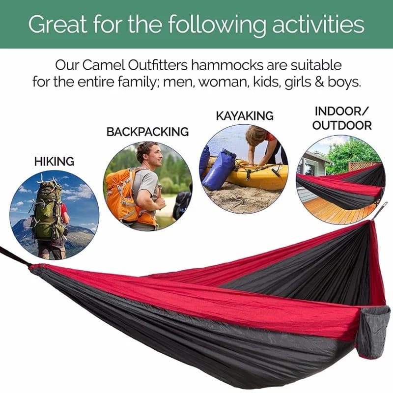 Hamacs portables 270x140cm, tissu Parachute couleur Nylon, taille simple et Double, pour Camping en