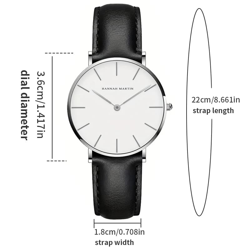 HANNAH MARTIN Top marque femmes montres étanches 36mm mode luxe Ultra mince en cuir créatif or Rose