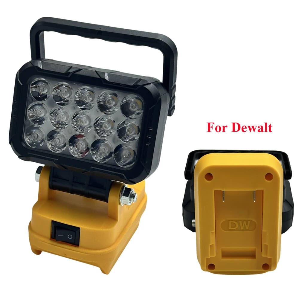 Lampe de travail LED pour Dewalt 18V 40W 6000LM, 2 ports USB, 145 ° Projecteur sans fil réglable (