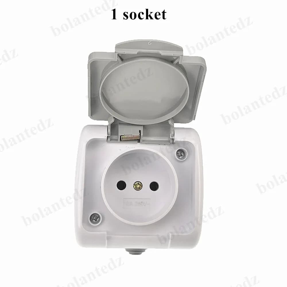 Allemagne prise européenne 2P + E IP54 Surface Type 2 Gang Schuko prise étanche avec mise à la terre