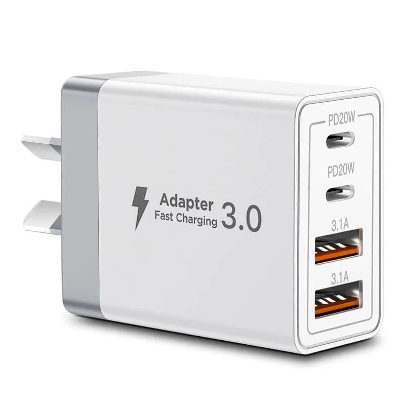 Chargeur mural multi-ports USB-C/USB-A pour téléphone portable EU/UK/US/AU, adaptateur de charge rap
