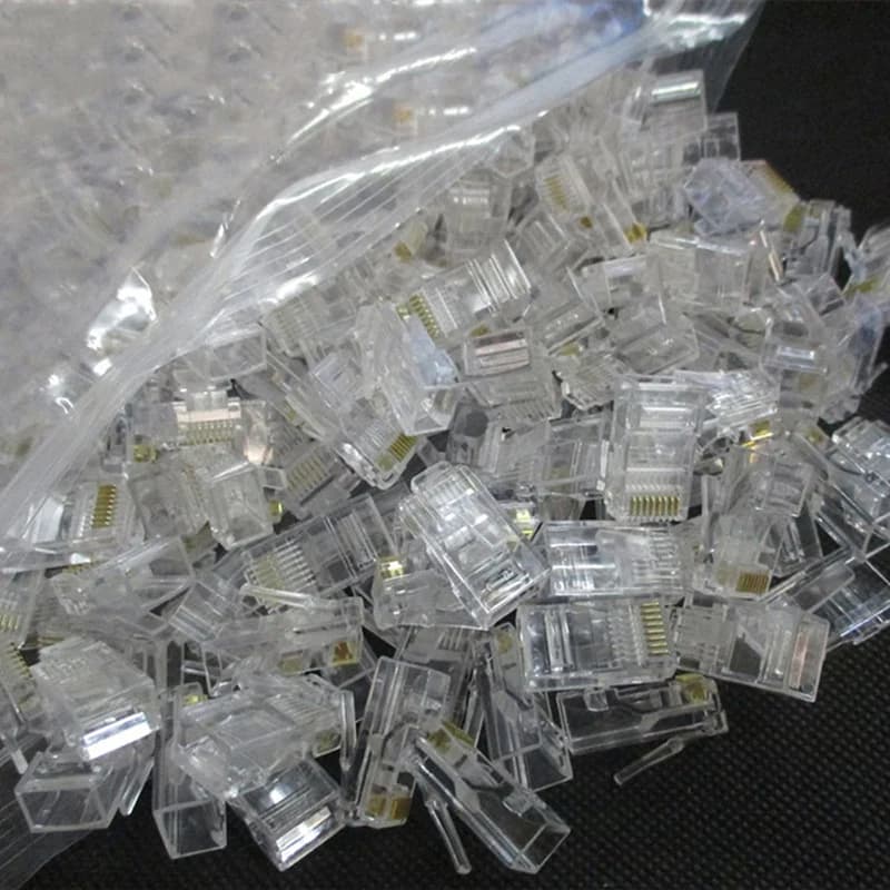 100 pcs/lot RJ-45 réseau Ethernet têtes en cristal prise connecteurs RJ45 8 broches connecteur RJ45