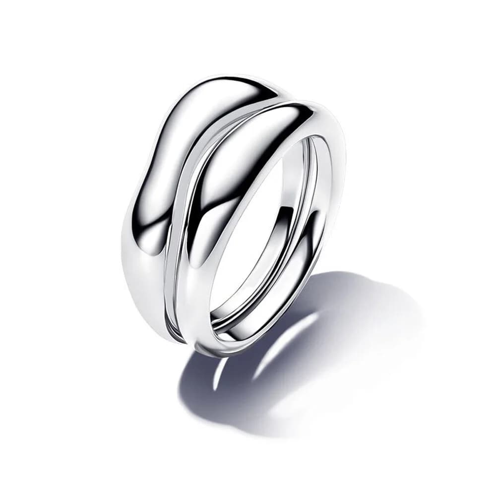 Bague élégante en argent pur 925% pour femme, design irrégulier en forme de cœur entrecroisé, bijou