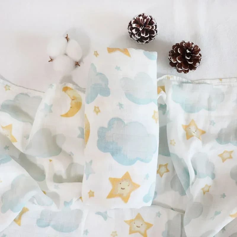 Couverture en Mousseline de Coton et Bambou Doux pour Bébé, Serviette de Bain Ronde pour Poussette,