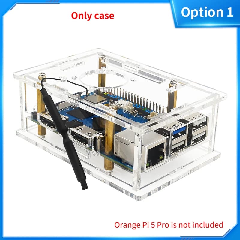 Boîtier acrylique Orange Pi 5 Pro, coque transparente, boîte de protection, ventilateur de refroidis