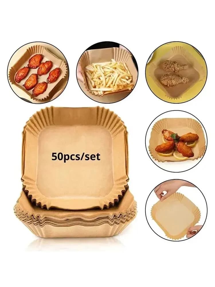 Papier antiadhésif pour friteuse à air de poulet, papiers de cuisson ronds, doublures en papier, acc