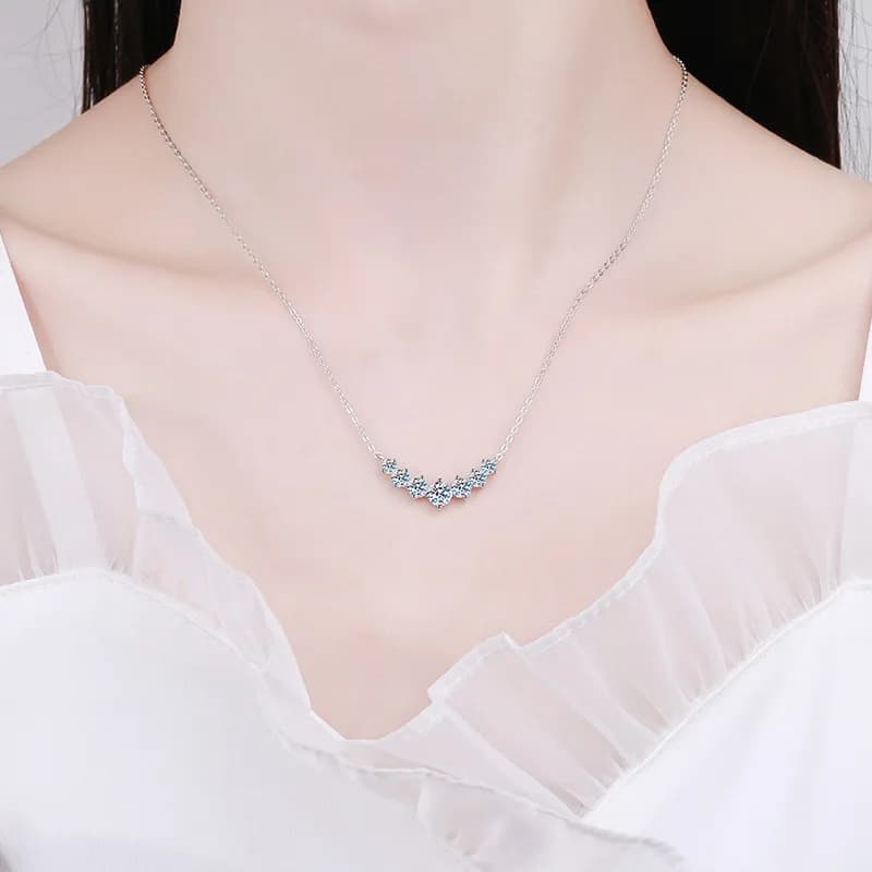 Collier Moissanite pour femme, bijoux fins de mariage avec certificats, plaqué argent Sterling 925,