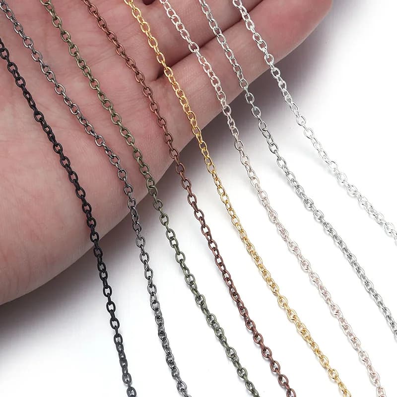 Chaîne de collier plaquée or/argenté/Bronze/noir, 5-10yards, pour la fabrication de bijoux, chaînes