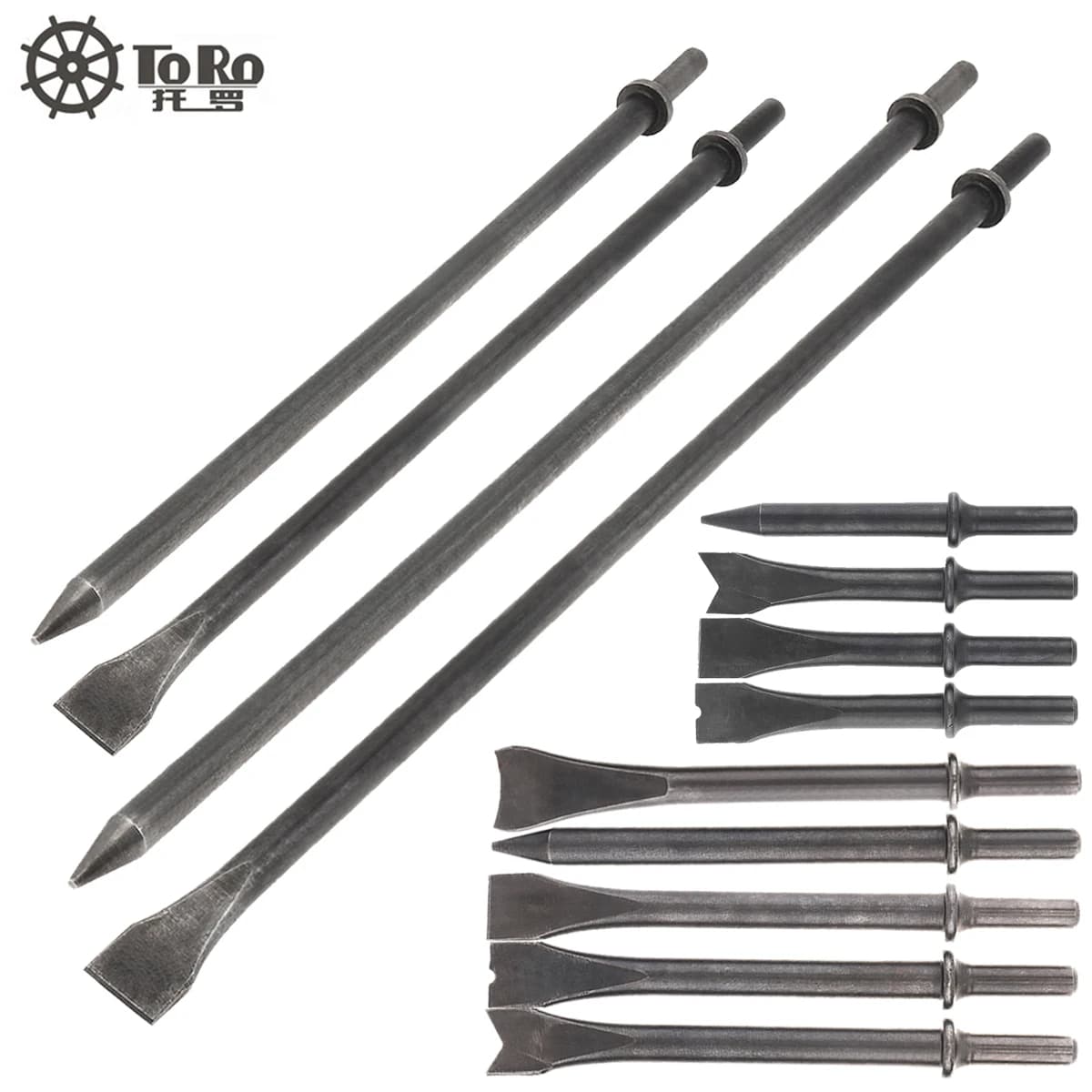 Tête de ciseau à air dure 120-460 mm 45 # Tête de pelle à Air solide en acier, embout de marteau à