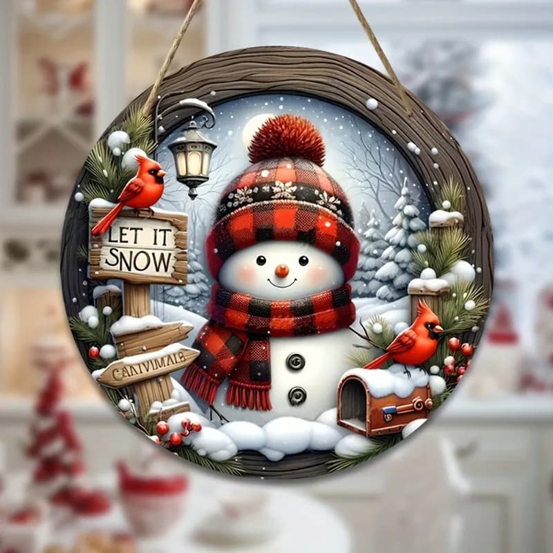 Décoration de pièce maîtresse de guirxiété de Noël, acrylique rond, mur de vacances, porte, ornement