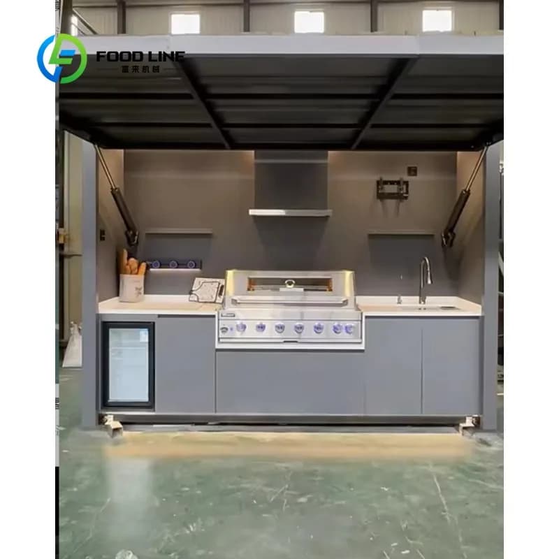 Cuisine extérieure modulaire portable moderne personnalisée avec évier pour terrasse, idéale pour le