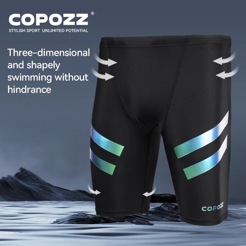 COPOZZ hommes peau de requin hydrofuge maillot de bain de longueur courte et cinq-quarts maillot de