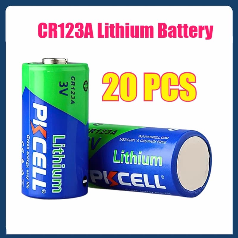20 piles au lithium CR123A 3V non rechargeables pour alarme de porte et de fenêtre électronique AED