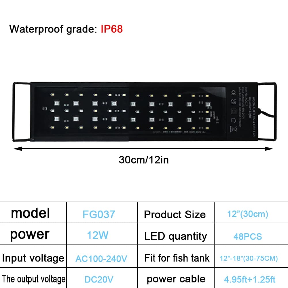 Lampe LED pour aquarium, éclairage 24/7, minuterie extensible, luminosité réglable, précieuse lumièr