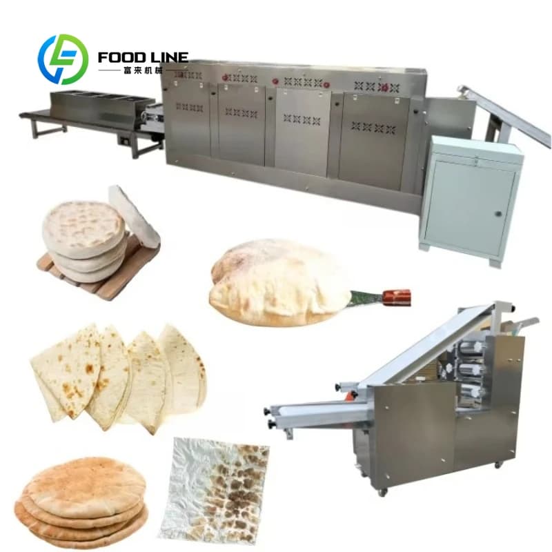 Machine à pain plate de taille personnalisée 5-50cm, four à Pizza, ligne de Production du pain Pita