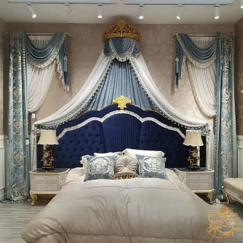 Cantonnière de lit de palais européen, rideaux de luxe brodés en velours pour salon, chambre à couch