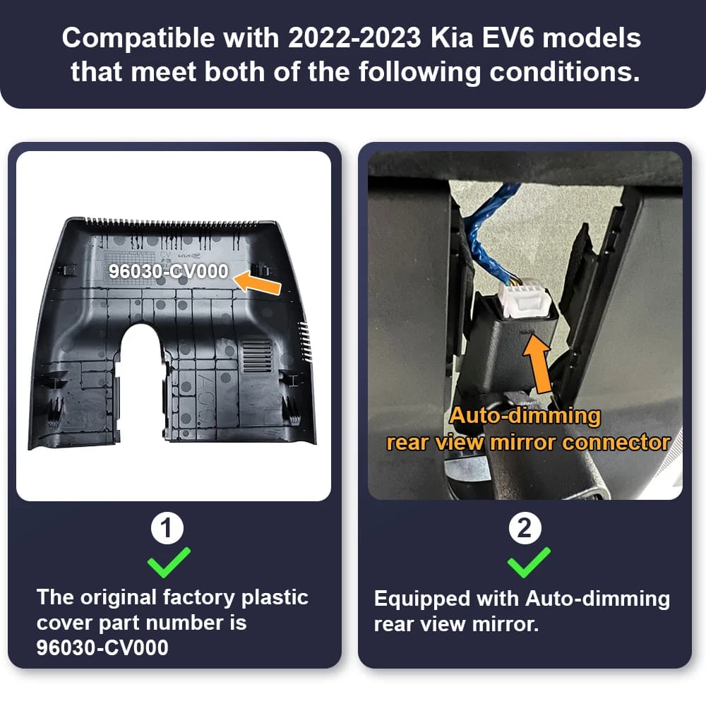 Caméra de tableau de bord Fitcamx 4K pour Kia EV6/EV6 GT 2022-2025, DVR de voiture OEM avec applicat