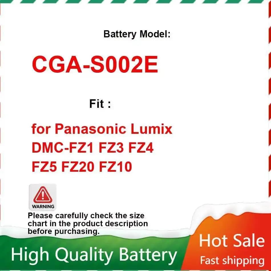 Pour Panasonic Lumix Dmc-FZ1 FZ3 FZ4 FZ5 FZ20 FZ10 Cga-S002E batterie de caméra 1000Mah de haute qua