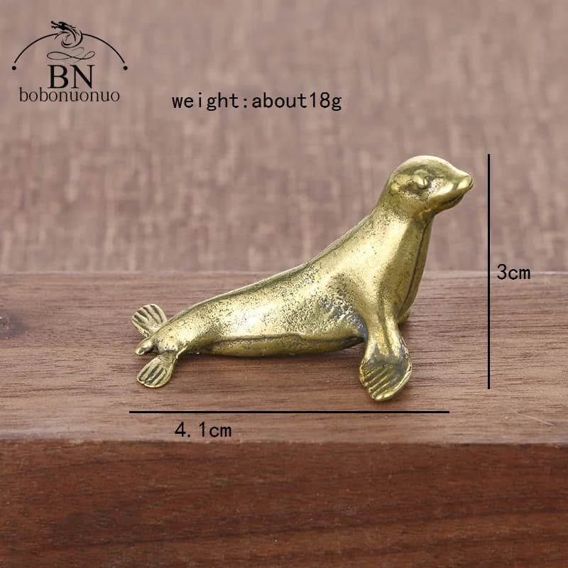 Figurines en forme d'animaux marins, rétro, en laiton, pour bureau, artisanat, ornement, cadeaux, dé
