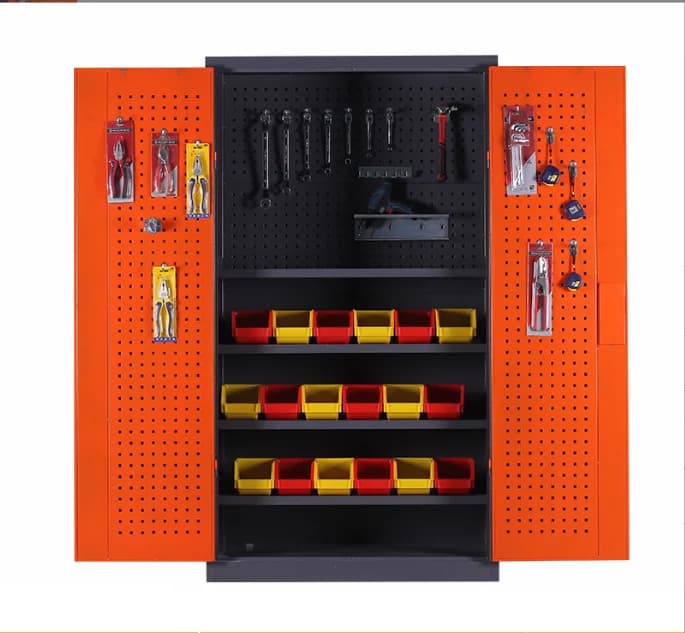 Armoires de rangement pour atelier, armoires à outils de garage robustes à double porte, avec tiroir