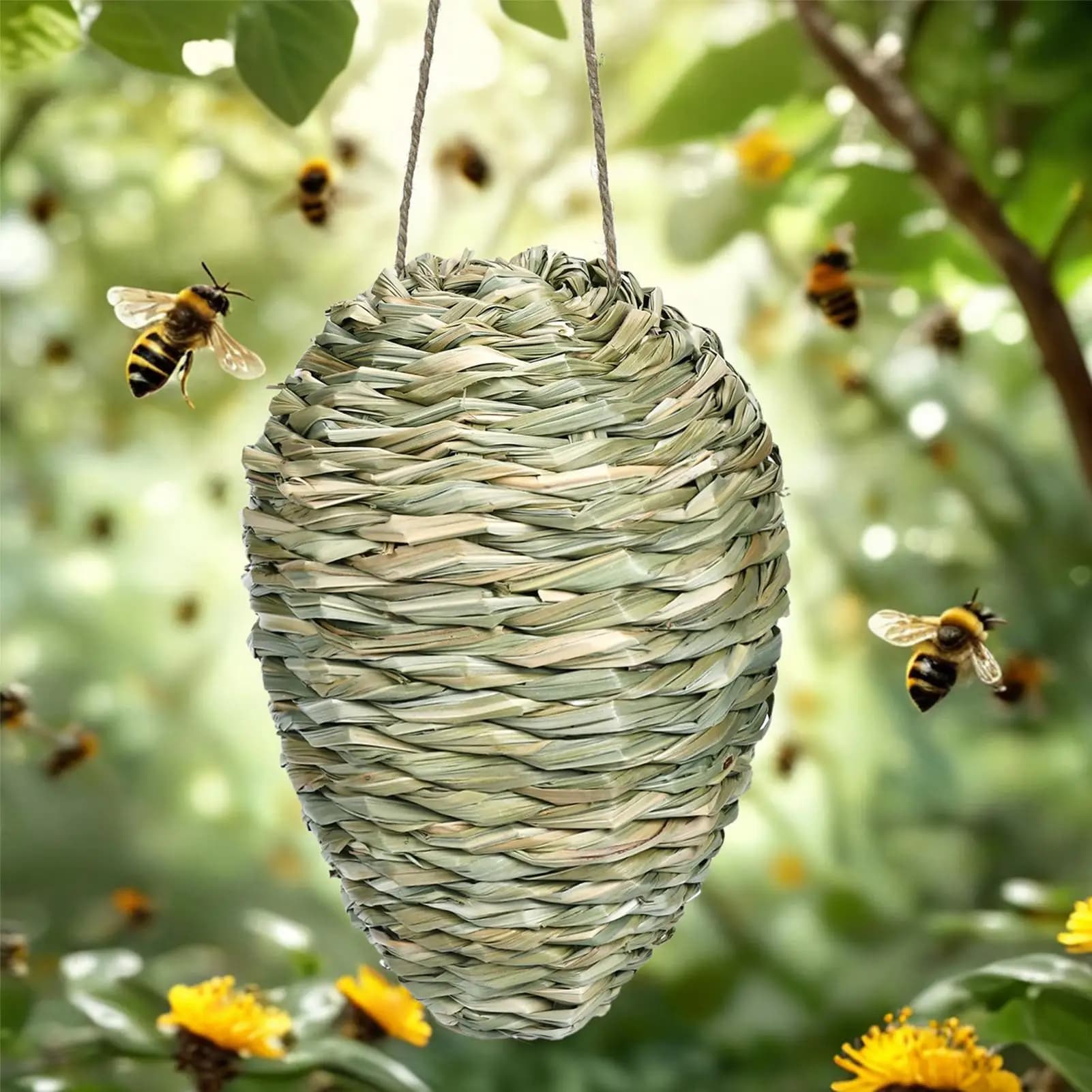 Nid de frelons factice tressé, décoration suspendue pour patio et jardin, répulsif non toxique 