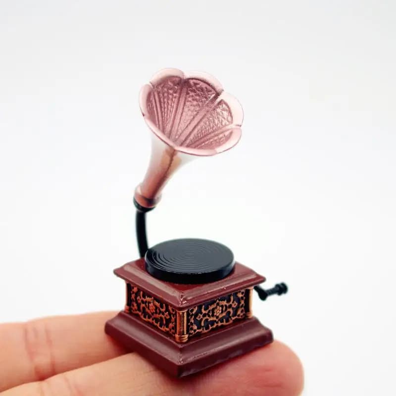 Maison de poupée Vintage phonographe Miniatures modèle salon accessoires de maison de poupée décor e