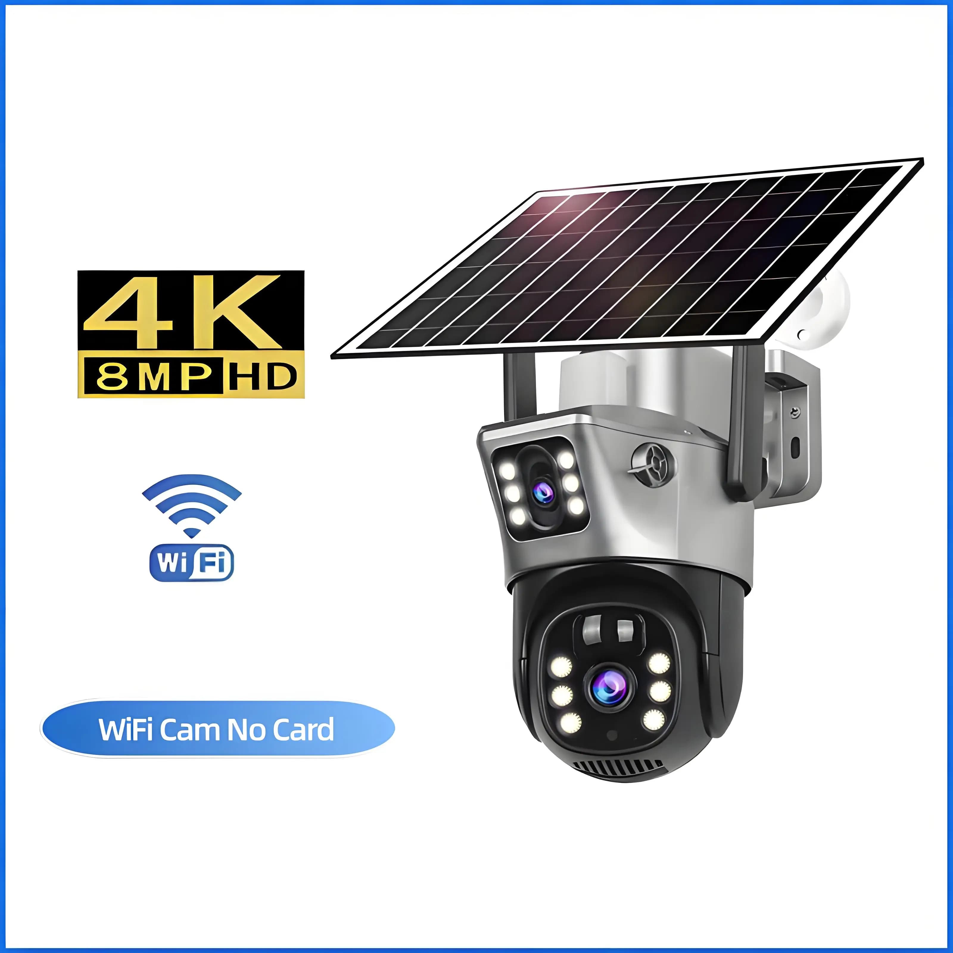 Caméra extérieure solaire WiFi sans fil, caméra de surveillance IP, vision nocturne PIR, détection m