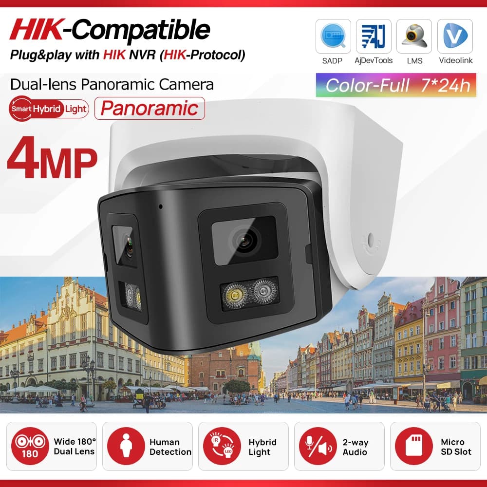 Hikvision-Caméra Guardian Légère pour Touristes, POE, IR, Micro Intégré, Haut-Parleur, Détection Hum