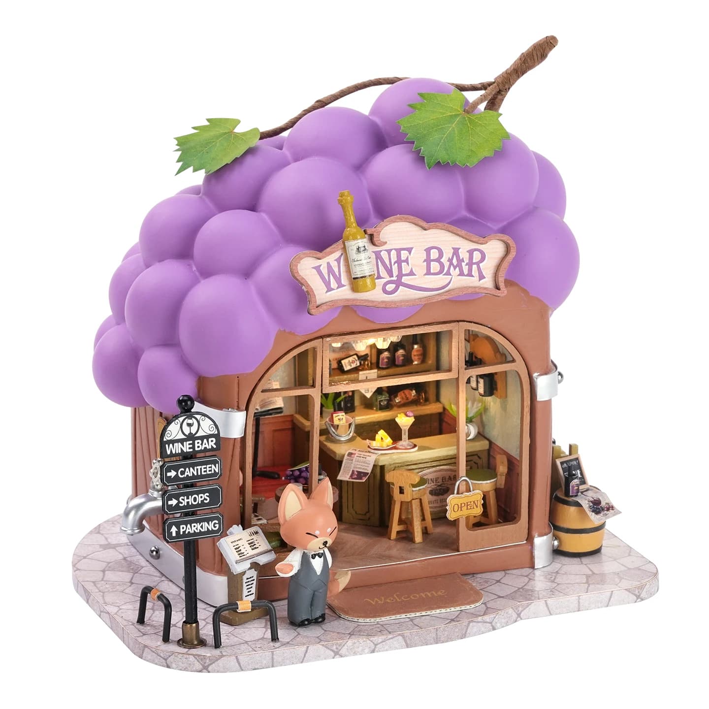 Fox Bar Mini Kit de Maison de Poupée DIY Faite Main, Ensemble de Modèles de Puzzle 3D pour Maison de