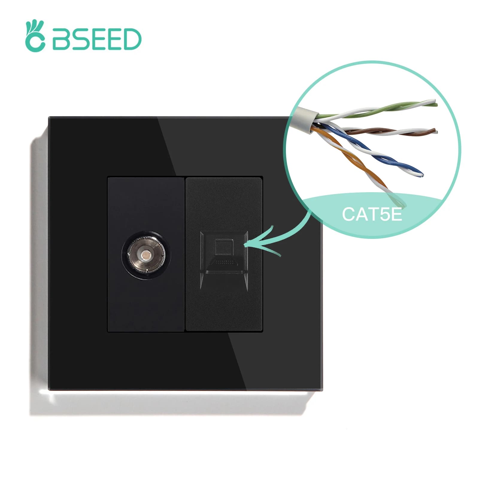 BSEED prises TV CAT6 prise de courant norme ue TV Internet RJ45 connexions PC USB C prises murales é