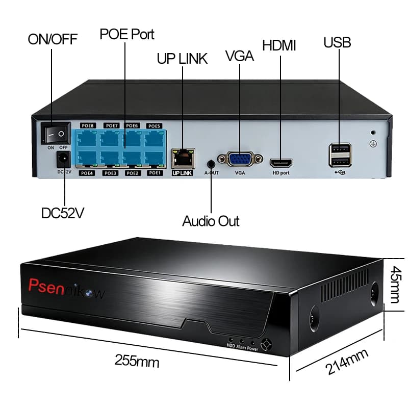 Système de surveillance vidéo CCTV intelligent Psennikow Tuya NVR H.265 8CH PoE 8MP avec caméra IP,