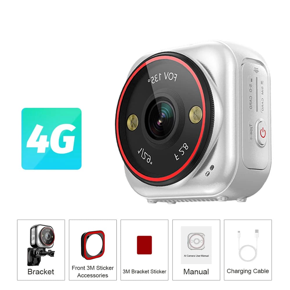 Caméra LS VISION Mini Live 7/24 Enregistreur IA 4G Caméra d'action sportive de poche pour vélo, moto